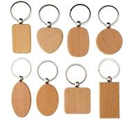 Healeved Lot de 5 Porte-clés en Bois de Hêtre, Créatifs et Soigneusement Polis, Forme Rectangle à Angle Droit, pour Clés de Voiture ou Pendentifs de Paquet pour Femmes et Filles