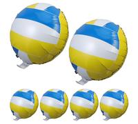 Healeved Lot de 6 Ballons de Beach-volley Gonflables 45 Cm Bleu et Jaune, Ballon de Fête de Volleyball en Aluminium Résistant, Décoration Sportive pour Fête Plage et Événements Extérieurs