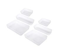 Healeved Lot de 6 Boîtes de Rangement Multifonctionnelles Translucides pour Tiroirs Organisateur de Bureau Cuisine Supports pour Fourchettes et Cuillères Différentes Tailles