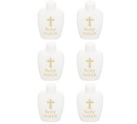 Healeved Lot de 6 Bouteilles d'eau Bénite Catholique 60ml en Plastique Blanc Croix Dorée, Flacons Vides pour Baptême, Exorcisme et Fêtes Chrétiennes, Petites Bouteilles Décoratives