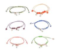 Healeved Lot de 6 Bracelets Tressés Champignons en Perles de Céramique Multicolores pour Filles, Bijoux de Poignet Légers et Présents D’amitié