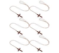 Healeved Lot de 6 Colliers Pendentifs Crucifix en Bois Naturel, Collier Pendentif Chrétien Unisexe Verset Biblique, Bijoux Catholiques Légers pour Baptême, Noël et Décoration D’église