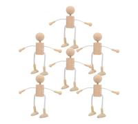 Healeved Lot de 6 Figurines en Bois Non Peintes pour Bricolage Créatif Jouets en Bois Délicats Formes Miniatures DIY pour Décoration et Loisirs Artistiques Garçon et Filles