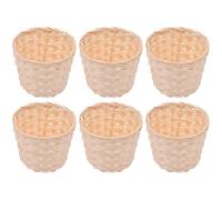 Healeved Lot de 6 Grands Paniers en Bambou Tressé, Panier Décoratif et Organisateur D'articles Divers, Taille Grosse, Naturel, pour Rangement Maison, Bureau, Terrasse et Balcon