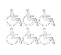 Healeved Lot de 6 Panneaux Autocollants pour Toilettes Handicapées Plastique Robuste Format Standard Symbole Fauteuil Roulant Visible Signalétique Accessible pour Lieux Publics Écoles