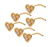 Healeved Lot De 6 Piercings De Nez En Forme De Cœur Pour Femme Et Homme En Forme De Crochet Tordu Idéal Pour Le Cartilage Ou Le Septum