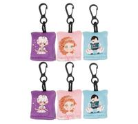 Healeved Lot de 6 porte-clés essuie-lunettes : chiffon doux pour nettoyer les lentilles de lunettes et d'appareils photo ; lingettes en microfibre réutilisables pour lunettes et lunettes de