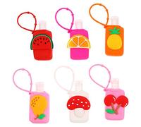 Healeved Lot de 6 Sets de Sets de Bouteilles en Plastique Réutilisables Housses en Silicone Fruitées, Épaisseur Ajustable et Résistance aux Chutes pour Lotion Mains Plusieurs styles