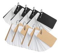 Healeved Lot de 8 Fiches de Révision Vierges Format Poche Papier Kraft et Noir Anneaux Métalliques Carnet Mémoire Portable pour Étudiants Fiches Vocabulaire et Apprentissage Scolaire