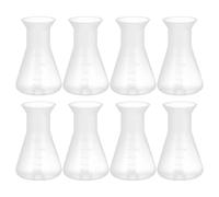 Healeved Lot de 8 Fioles Erlenmeyer Coniques en Plastique Transparent 50 Ml Graduation Précise Col Étroit sans Bouchon pour Expériences Scientifiques en Laboratoire