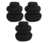 Healeved Lot de 9 Donuts Chignon en Nylon Noir, Taille Grosse, Moyenne et Petite, Machine à Chignons Décoiffés, pour Femmes, Cheveux Épais ou Fins, Usage Quotidien et Occasions Spéciales