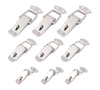 Healeved Lot de 9 Loquets à Bascule à Ressort en Fer Nickelé Tailles Petite Moyenne et Grosse Verrouillage Sécurisé pour Coffres Armoires et Boîtes Outils de Serrage Polyvalents