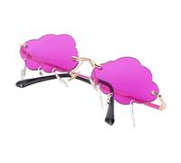 Healeved Lunettes de Soleil Party Cloud sans Monture pour Photos Entre Amis Design Unique Nuage et Éclair Protection UV pour Homme et Femme Gris Violet