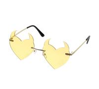 Healeved Lunettes de Soleil Style Chic et Polyvalent de Cœur en Plastique Jaune sans Monture pour Fête Estivale Plage Voyages
