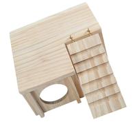 Healeved Maison en Bois pour Hamster Cabane et Échelle, Cachette Beige Facile à Ranger, pour Entraînement et Nidification des Petits Animaux