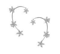 Healeved Manchette D’oreille Sans Perçage Fleur Argenté Brillant Bijoux Femme Décoration D’oreille Élégante Usage Quotidien Cérémonie Paire Gauche Droite