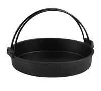 Healeved Marmite Ronde en Fer Noir Double Anse, Casserole Chauffante Anti-brûlure et Antidérapante Cuisine Japonaise et Sukiyaki