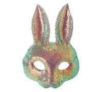 Healeved Masque de Lapin Cartoon pour Halloween et Pâques Masque Animal Décoratif à Sequins Accessoire de Cosplay Éblouissant pour Fêtes Thématiques