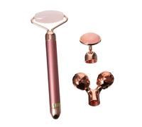 Healeved Masque De Visage Electrique Roller Jade Naturel Et Bâton De Massage Vibrant Rose Doré Masseur Visage Anti-rides Pour Peau Raffermie Et Tonifiée Outil Facial Relaxant Et Repulpant