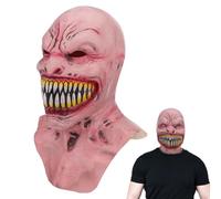 Healeved Masque Halloween Effrayant en Latex Léger avec Ouverture Mobile, Visage Sinistre Réaliste pour Cosplay et Performance de Festival, Style Terrifiant Kaki
