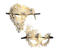 Healeved Masques Métalliques Décoratifs pour Femmes, Légers Strass et Sangles, pour Bals Masqués et Fêtes D'halloween, Lot de 2 Pièces