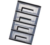 Healeved Meuble de Rangement Plastique Noir à 4 Tiroirs, Design Portable Multifonction pour Bureau ou Salon, Armoire Compacte et Pratique pour Organisation