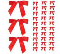 Healeved Mini Nœuds Décoratifs Rouges en Fil de Fer et Polyester 15 CM - 50 Pièces pour Loisirs Créatifs Emballage Présent Mariage et Décoration de Fêtes