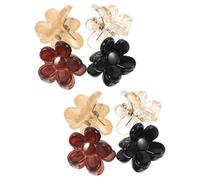 Healeved Mini Pinces à Cheveux à Fleurs, Lot de 8 Pièces en Plastique Résistant, Couleurs Crème, Caramel, Transparent et Noir, Adaptées aux Cheveux Épais et Fins, Usage Quotidien