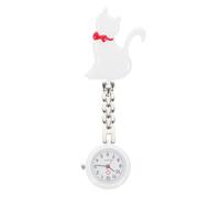 Healeved Montre de Poche à Quartz Créative Blanche Design Chat Cadran Clair et Mouvement Précis Montre Gousset Fantaisie pour Infirmières Étudiants et Professionnels Médicaux
