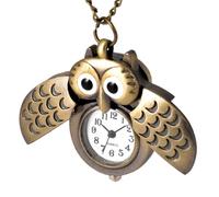 Healeved Montre de Poche Présent Rétro Créatif Hibou Vintage en Alliage Or Affichage du Temps et Décoration Délicate pour Homme