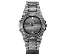 Healeved Montre du Zircon en Strass Montre Homme Poignet Cadran étiqueter Regarder Les Hommes Mode en Parlant Montres Strass Montres de Luxe pour Hommes Montres habillées pour Hommes Noir