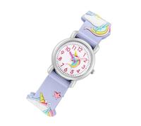Healeved Montre Garçon Et Licorne Dessin Animé en Violet Clair Montre 3D pour Fille Outil Éducatif pour Apprendre L'heure Accessoire Mignon