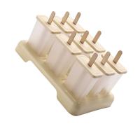 Healeved Moules à Glace DIY en Plastique Beige 9 Pièces Bâtonnets en Bois, Moules Soi-même pour Garçon et Filles, Fabrication de Glaces Maison Réutilisables pour L’été