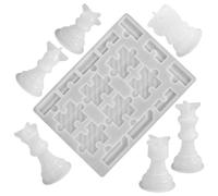 Healeved Moules en Silicone pour Échecs DIY Ensemble 6 Pièces Roi Reine Fou Cavalierier Tour Pion Moule Puzzle Plateau pour Jeux D’Échecs Artisanat et Loisirs Créatifs