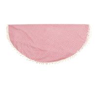 Healeved Nappe Ronde en Coton-polyester 150 Cm à Carreaux Rouges avec Pompons, Décoration de Table Élégante et Protection Polyvalente pour Salle à Manger, la Cuisine et Bureau, Nappes