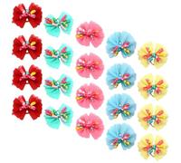 Healeved Nœuds Décoratifs Couleur Aléatoire pour Occasions Spéciales et Fêtes 20 Pièces en Chiffon et Polyester Accessoires de Toilettage Élastiques pour Petit Chien