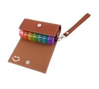 Healeved Organisateur de Médecine de Voyage en Pu Marron Étui à Pilules Imperméable avec Bracelet pour Femmes, Élégant et Facile à Distribuer, pour École et Travail