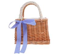 Healeved Panier à Fleurs Carré en Rotin Tressé Léger Poignée, Style Boho Vintage, pour Pique-niques et Fêtes en Extérieur