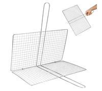 Healeved Panier à Poisson Poignée Ergonomique en Acier Inoxydable Argenté et Isolation Thermique pour Barbecue Extérieur, pour Pique-niques et Camping