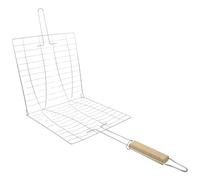Healeved Panier à Poisson pour Barbecue Pliable en Fer Galvanisé, Argenté | Double Maille Renforcée, Clips Latéraux et Poignée Repliable, pour Grillades au Feu de Camp et Soirées Coréennes