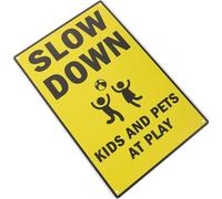 Healeved Panneau de Signalisation de Sécurité Jaune en Fer, Résistant aux Intempéries, Facile à Lire, Indiquant Prudence Garçon et Filles Jouent, pour Rue et Route