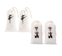 Healeved Paquet à Chaussures de Ballet à Cordon, Lot 4 Paquet de Rangement en Tissu Polyester, pour Petites Filles Danseuses, Usage Voyage et Entraînement, Format Compact Noir