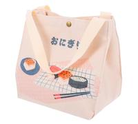 Healeved Paquet à Lunch Japonerie Isotherme à Main en Toile Beige Grosse Capacité, Léger et Résistant, Pratique pour Pique-niques et Étude