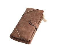 Healeved Paquet à Main Multifonction Féminin en Cuir PU Café Fermeture Éclair, Boucle Décorative, Motif Dentelle, Grand Format pour Organisation Pratique Quotidien