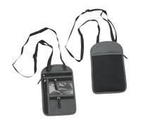 Healeved Paquet Porte-Passeport Multifonction Gris Foncé en Tissu Solide, Pochette Portable RFID pour Cartes D'identité Et Téléphone, Mini Paquet Bandoulière pour Voyage, Bureau Et Usage Quotidien