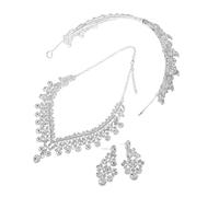 Healeved Parure Bijoux Mariage avec Couronne Pierres Brillantes Alliage pour Femme Chic Ensemble Collier Boucles Oreilles pour Mariée Soirée Gala