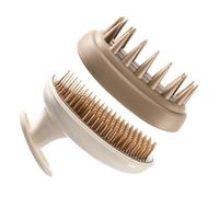 Healeved Peigne à Cuir Chevelu Cuir Chevelu Peigne Antipelliculaire Brosse à Shampoing En Silicone Brosse à Shampoing Peignes Pour Femmes Masseur De Cheveux Beige Gel De Silice