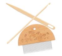 Healeved Peigne à Tisser en Bambou 29 Dents Aiguille à Gros Chas 145 CM Crochet Afghan 4 MM en Acier Inoxydable - Outils de Tissage à la Main pour Loisirs Créatifs Tapisserie Macramé et