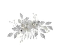Healeved Peigne Cheveux Mariage Élégant Fleurs Argenté Accessoire Chic pour Mariée Insert Coiffure Brillant pour Cérémonie et Fête