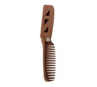 Healeved Peigne en bois pour hommes peigne à dents larges brosse et peigne à barbe peigne pliant mini-peigne outil de mise en forme de barbe peigne à moustache pliant faux cuir Coffee